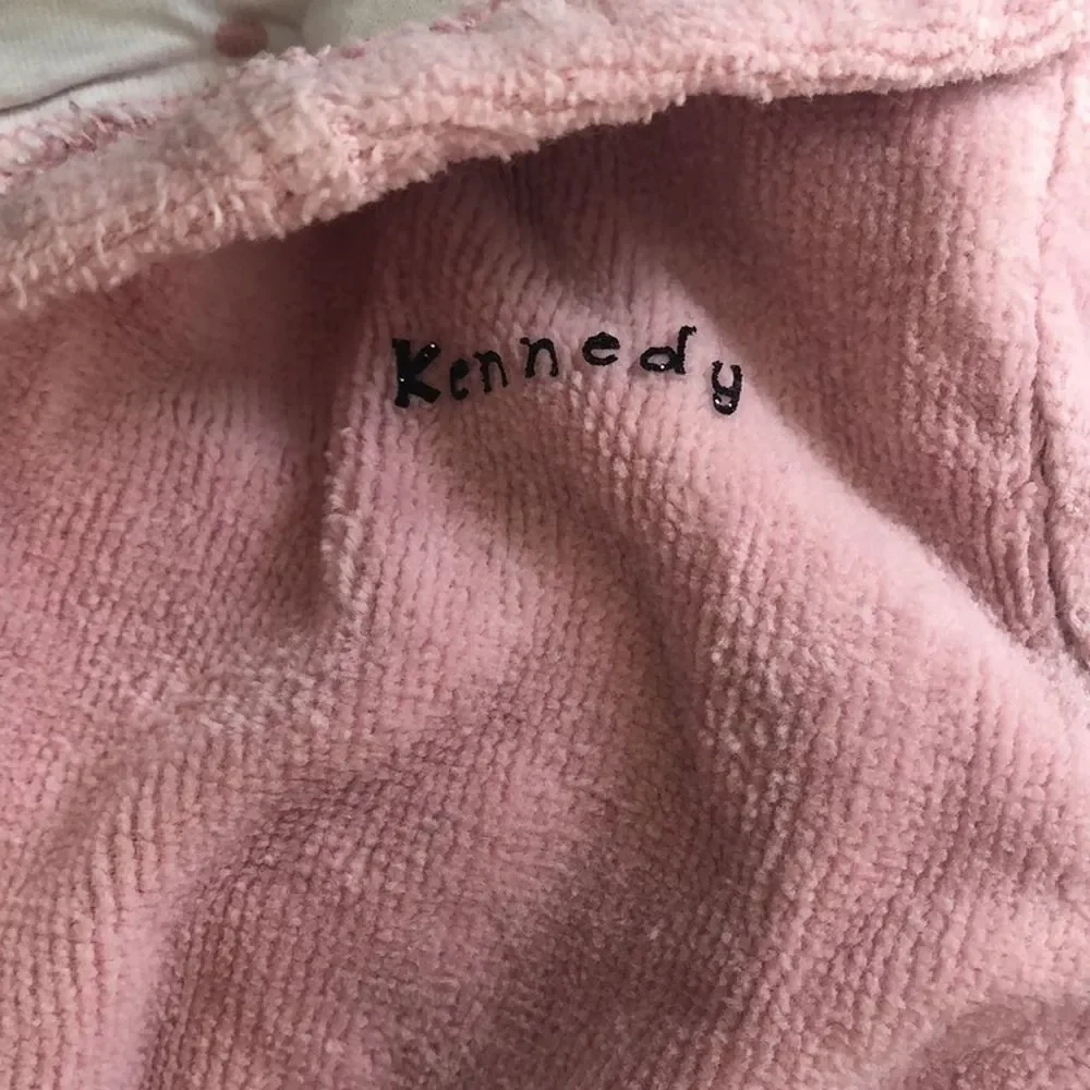 Carter's Infant Pink Bunny Hooded Robe 0-9 Months with name Kennedy on‎ it
